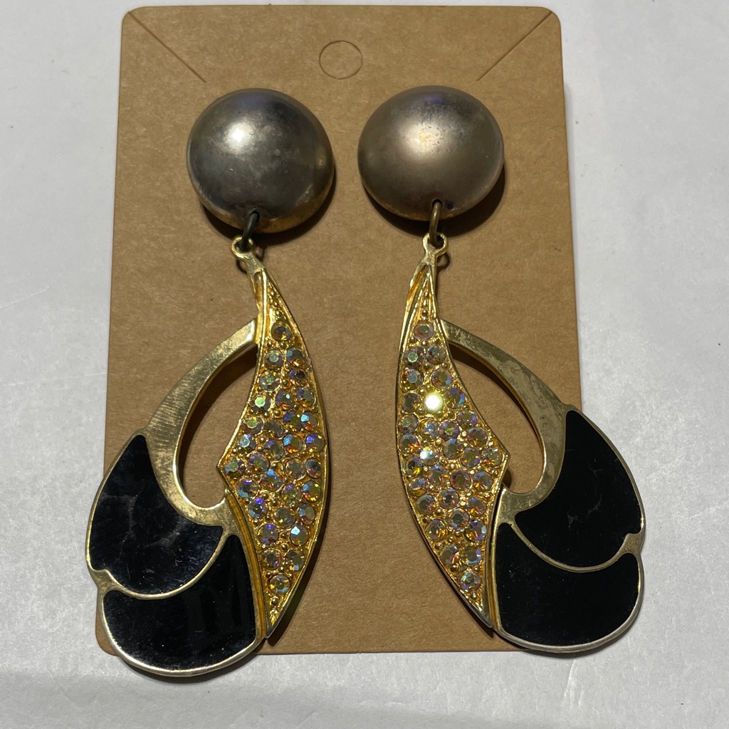 Elegant Gold And Black Earrings